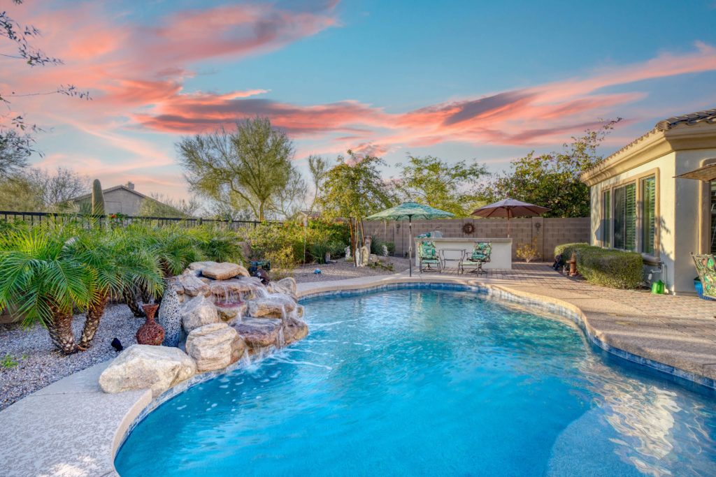 Phoenix,,Arizona,-,Jan,2023:,A,Pool,At,Sunset by Allison H. Smith. 